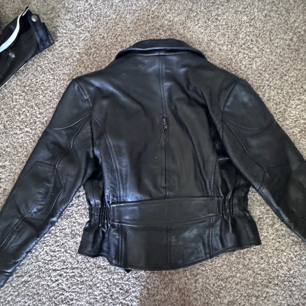 LeatherKing Women's Large Black Full Zip Leather Jacket Motorcycle Thinsulate 3M - Picture 9 of 9